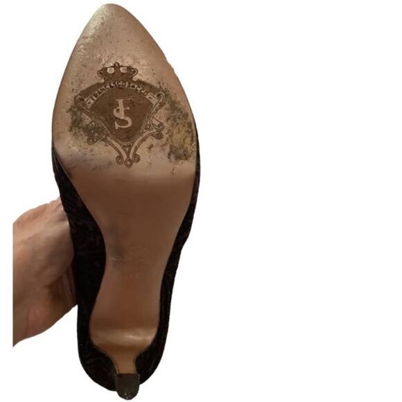 Francesco Sacco Viola Suede Embroidered High Vamp Platform Pump Size 9.5 Italian - Picture 9 of 11